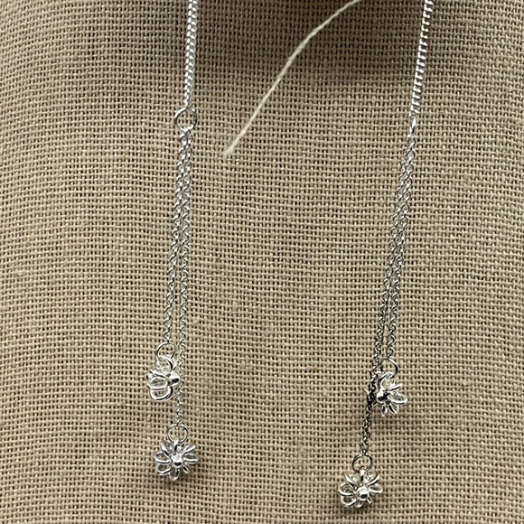 Vintage 925 Sterling Silver Flower Threader Earrings with Box - Picture 4 of 16